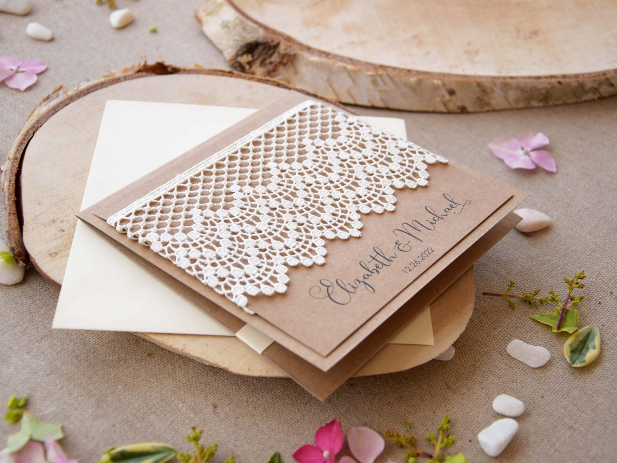 Rustic Lace Wedding Invitation Kits