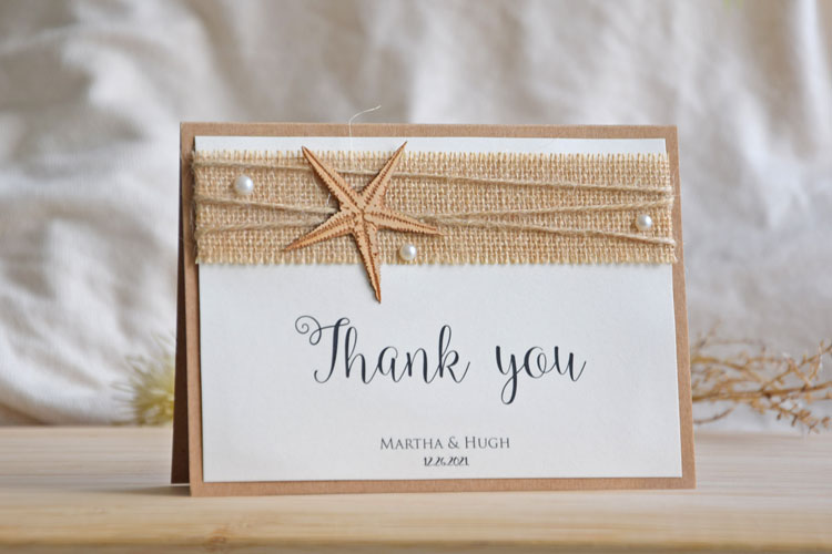 Folded Starfish Rustic Thank You Cards