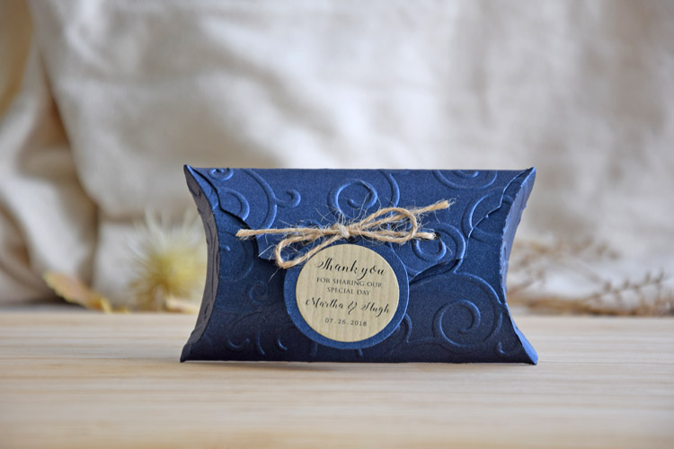 Blue Wedding Favor Pillow Boxes