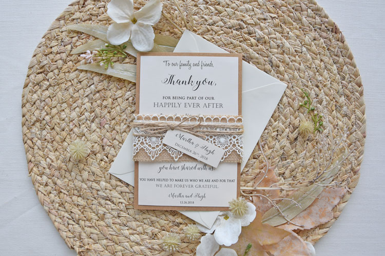 Rustic Lace Thank You Cards