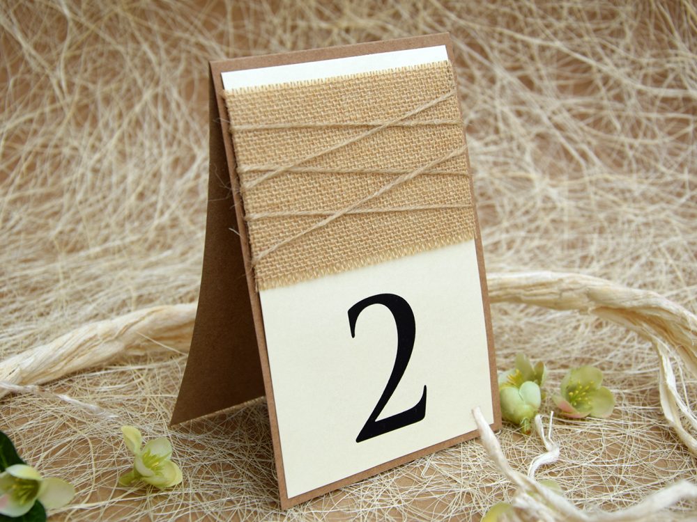 Simple Burlap Wedding Table Numbers