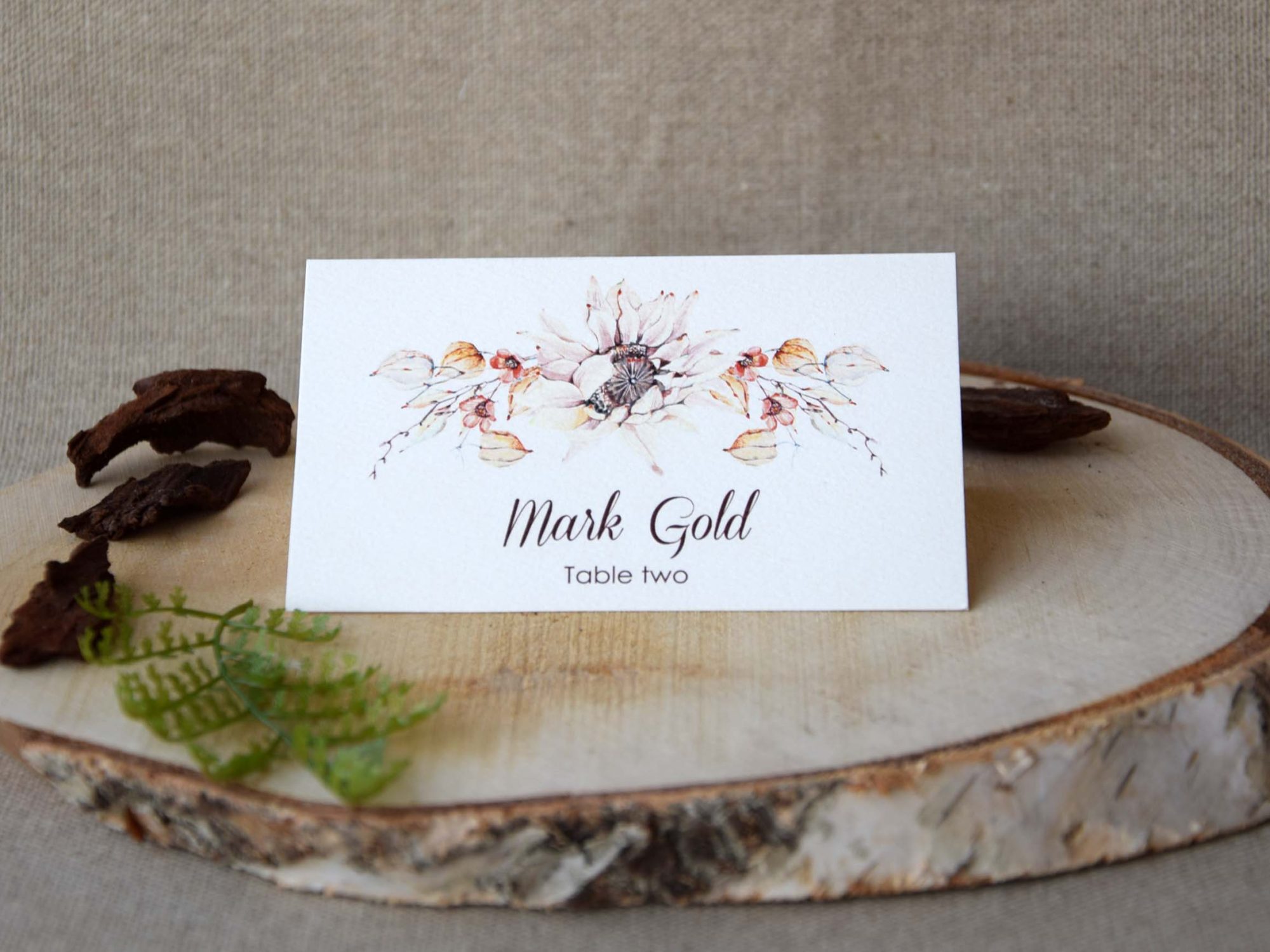 Watercolor Simple Wedding Place Cards