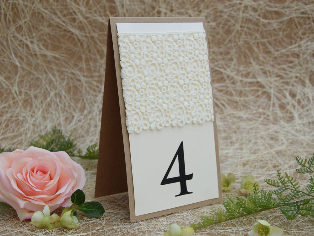 Large Rustic Lace Table Numbers