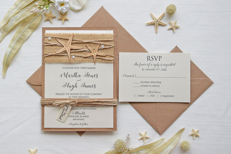 Rustic Personalized Beach Wedding Invitations