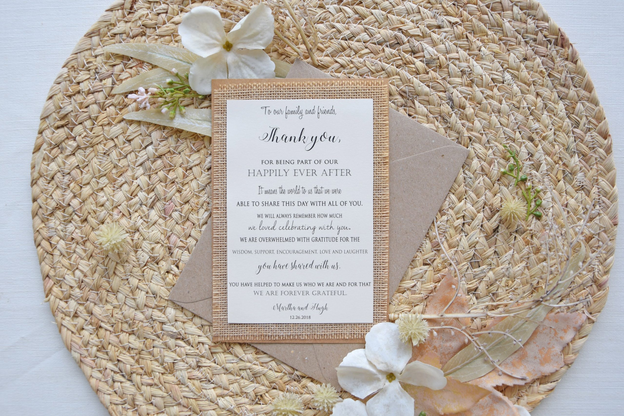 Burlap Personalized Thank You Cards