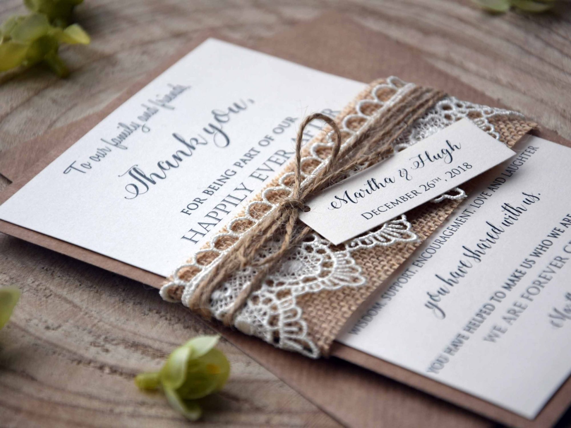 Rustic Lace Thank You Cards