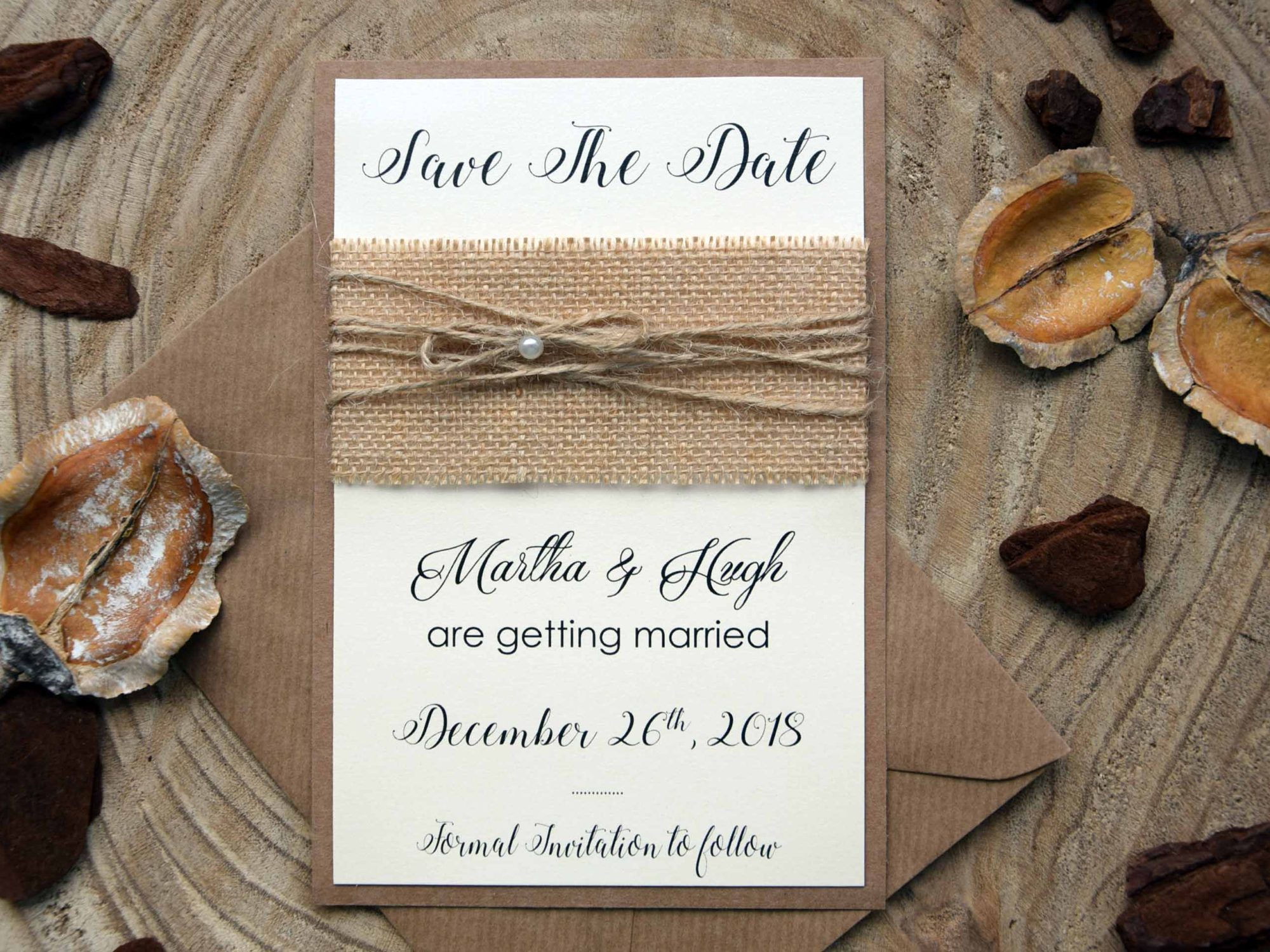 Burlap Wedding Save The Date Cards