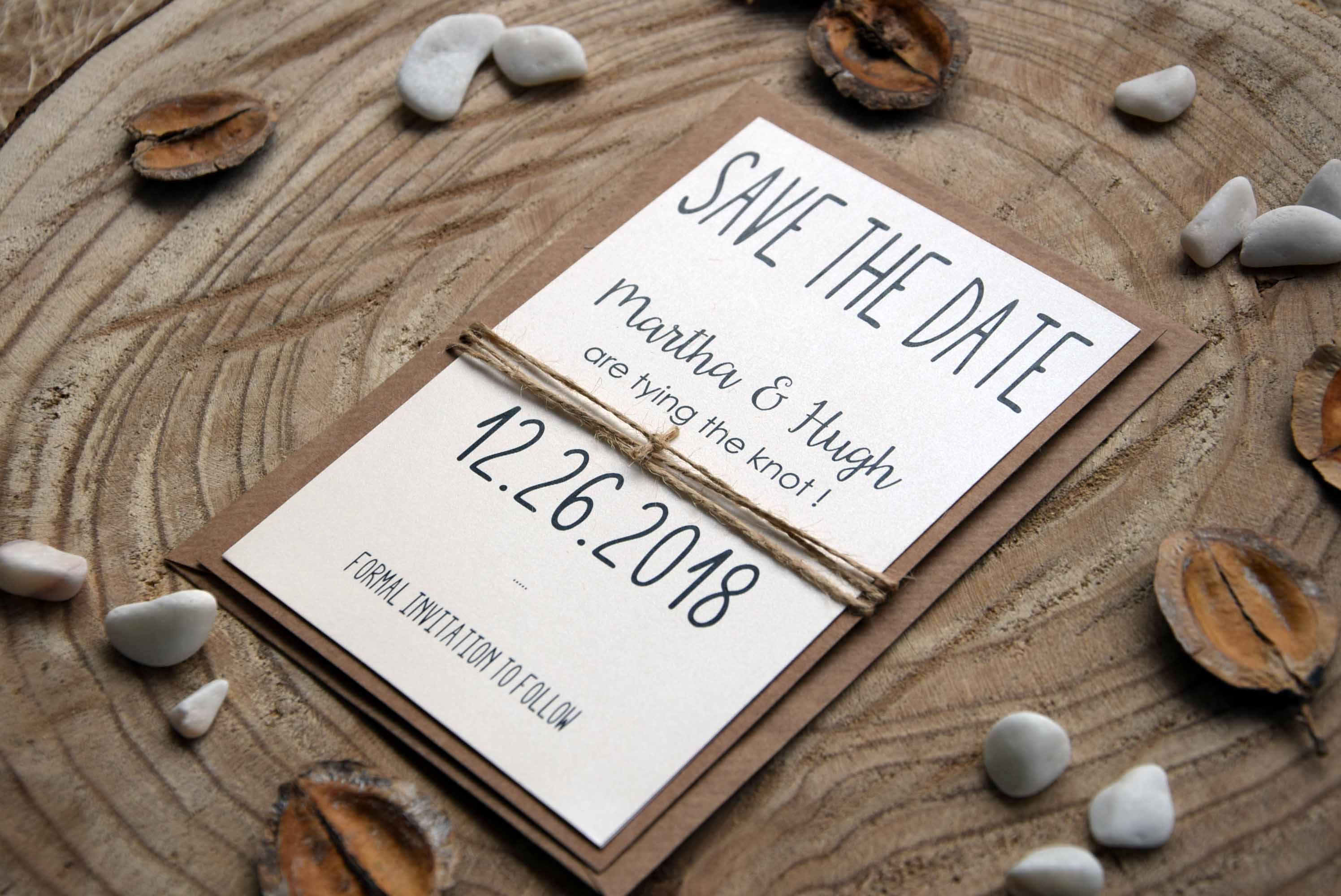 Tying The Knot Save the Date Cards, Simple Wedding Save The Dates