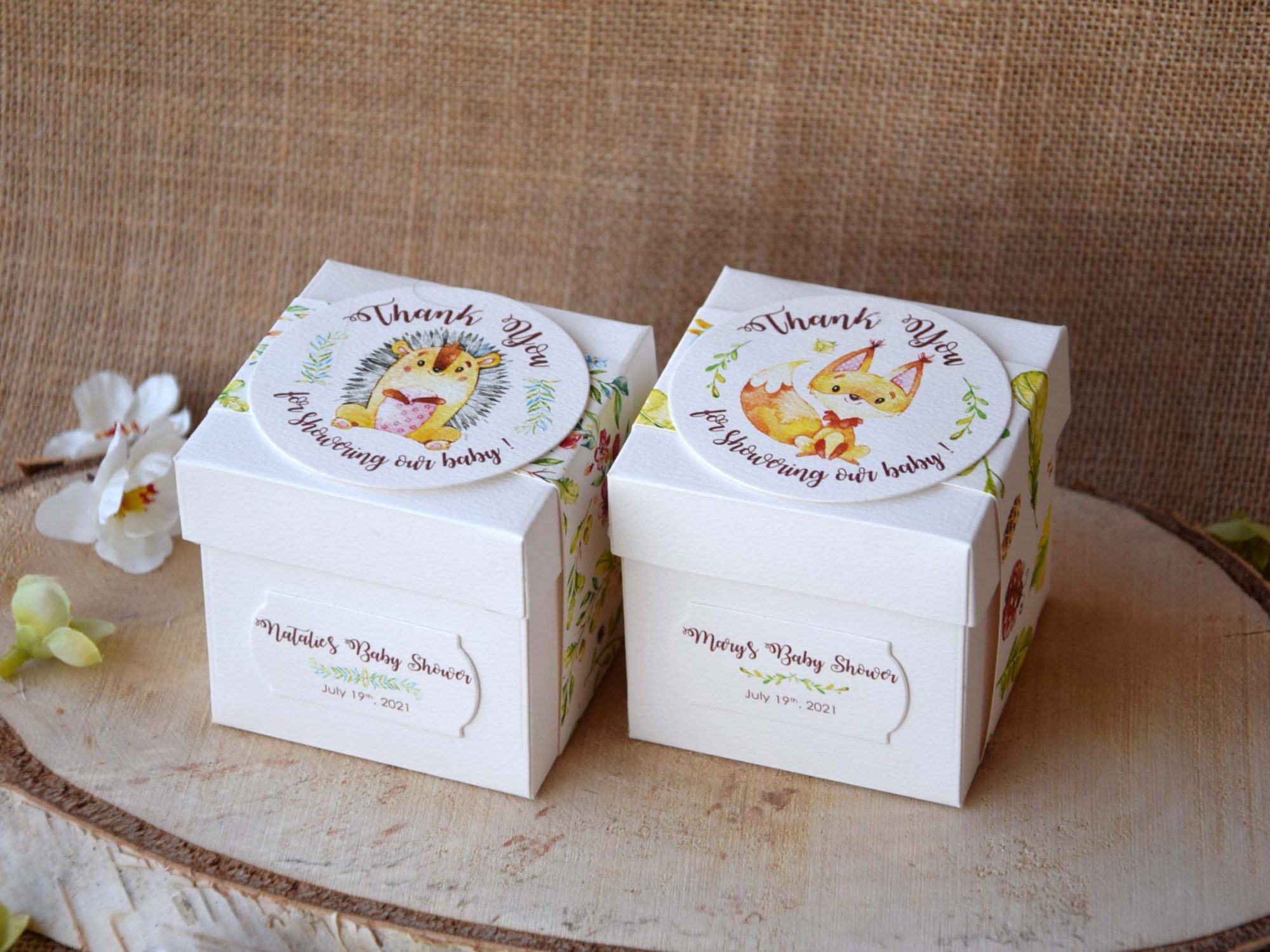 Personalized Square Baby Shower Favor Boxes