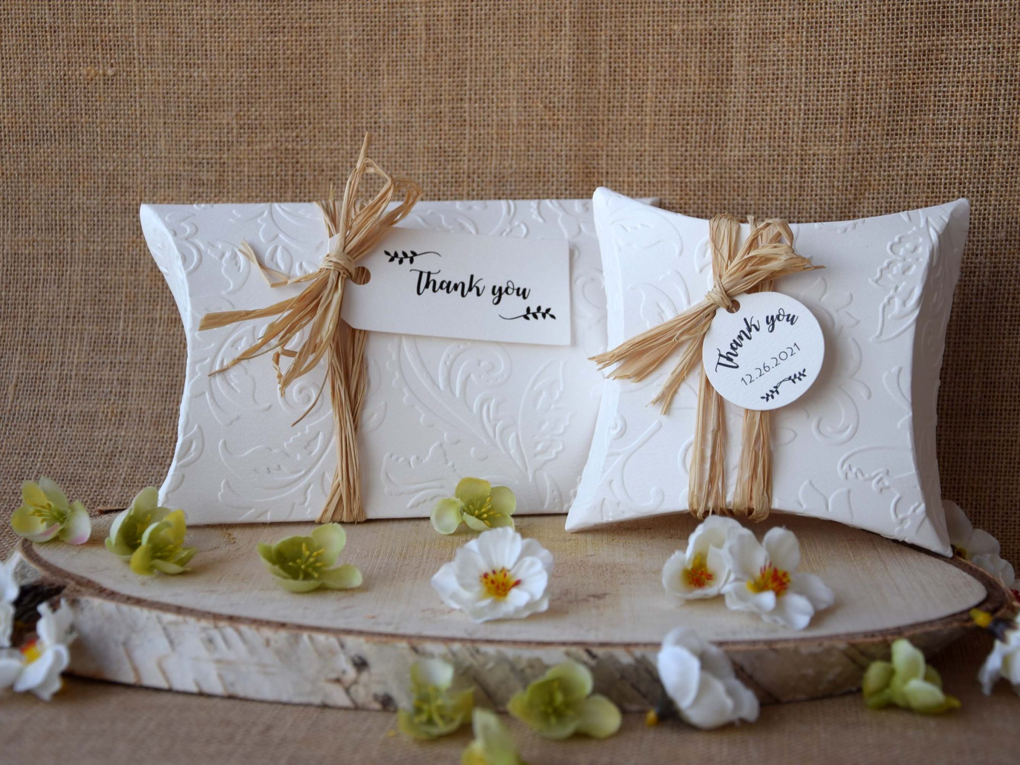 White Rustic Wedding Favor Boxes