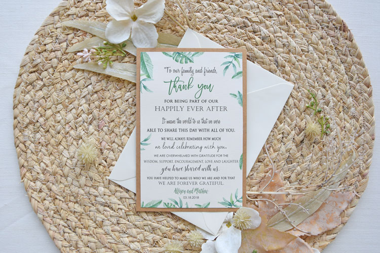 Botanical Watercolor Wedding Thank You Cards