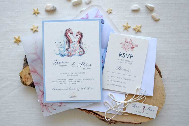 Seahorse Beach Wedding Invitation