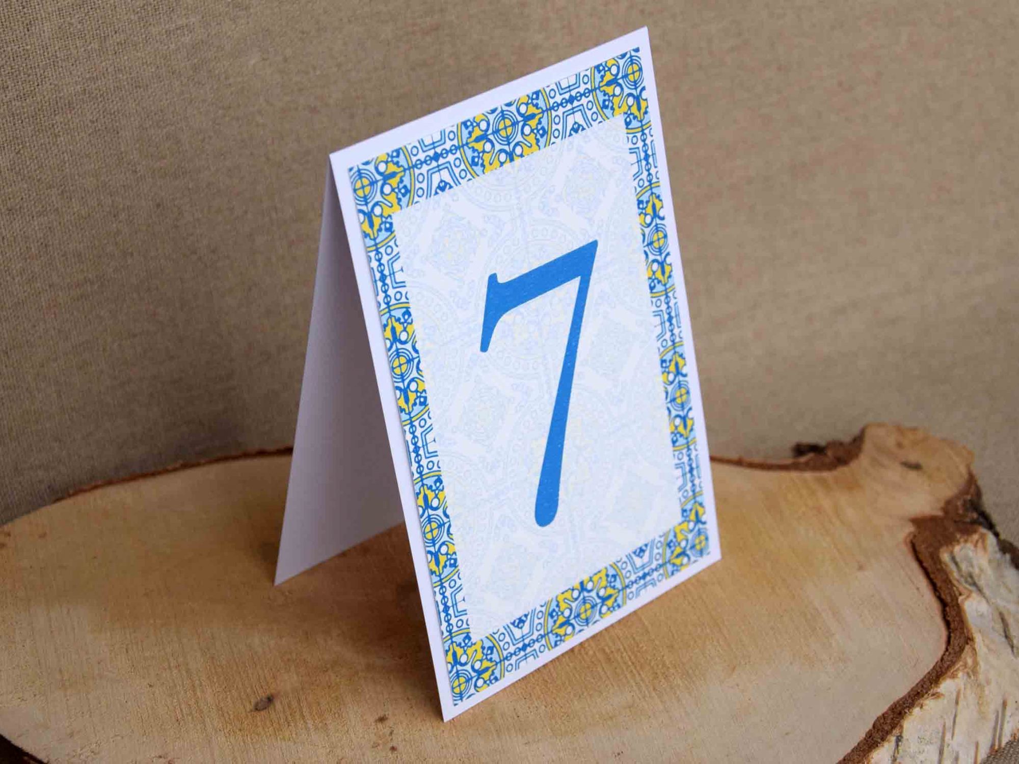 Blue and Yellow Tile Table Numbers
