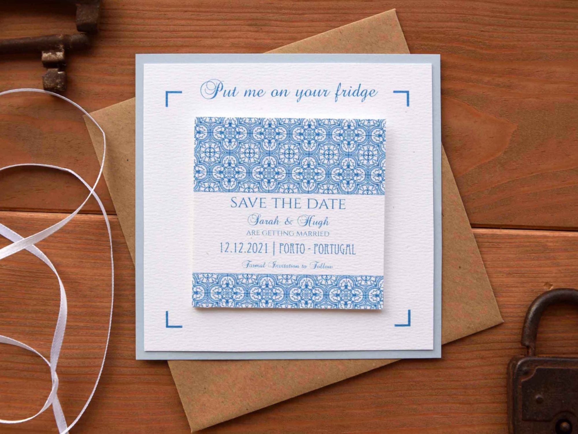 Blue Tile Wedding Save The Dates