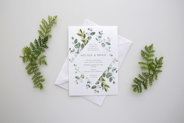 Eucalyptus Postponement Wedding Card