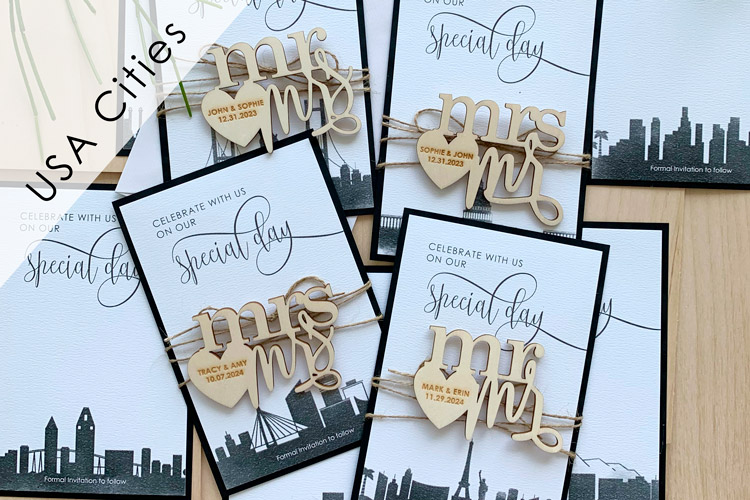 Watercolor City Skyline Magnet Save the Dates - US only
