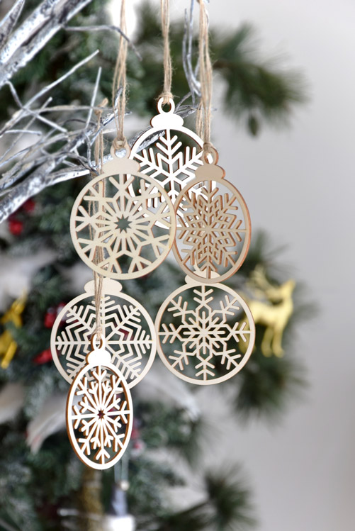 Snowflake Christmas Tree Ornament - Set of 6