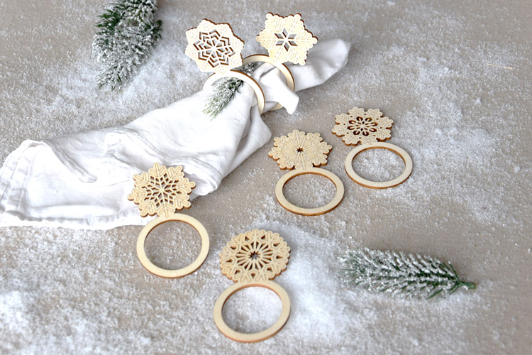Wooden Snowflake Napkin Rings - Set of 6