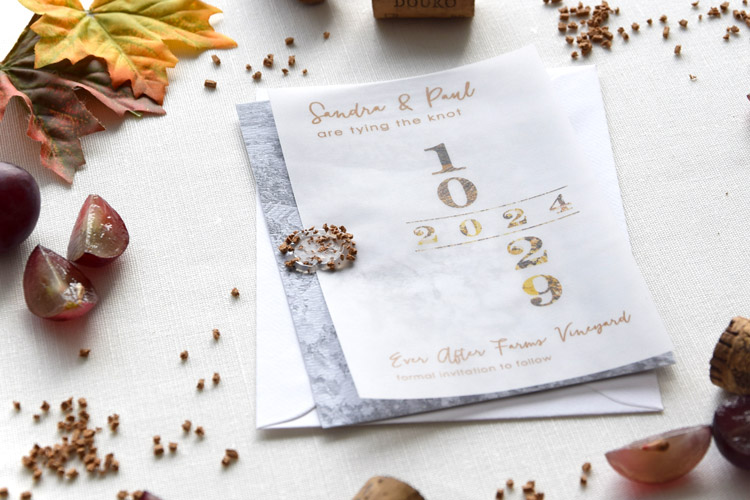 Rustic Fall Cork Winery Wedding Save the Date