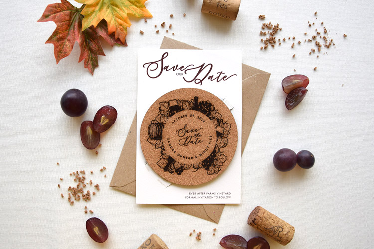 Rustic Chic Cork Coaster Wedding Save the Date