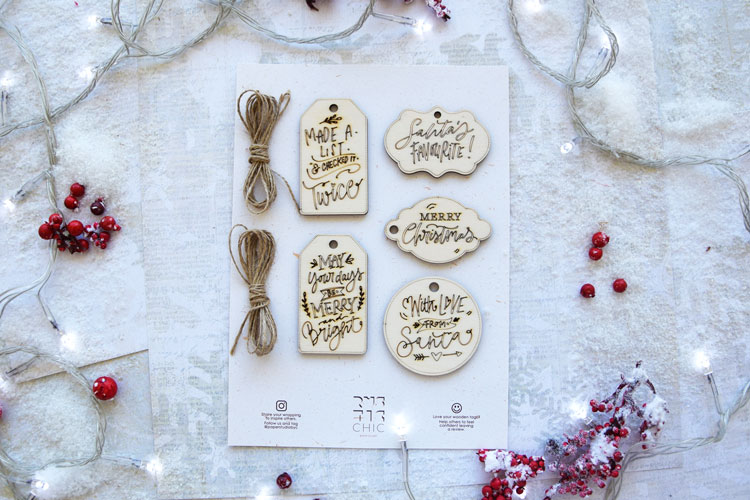 Funny Laser-Cutting Wooden Christmas Tags