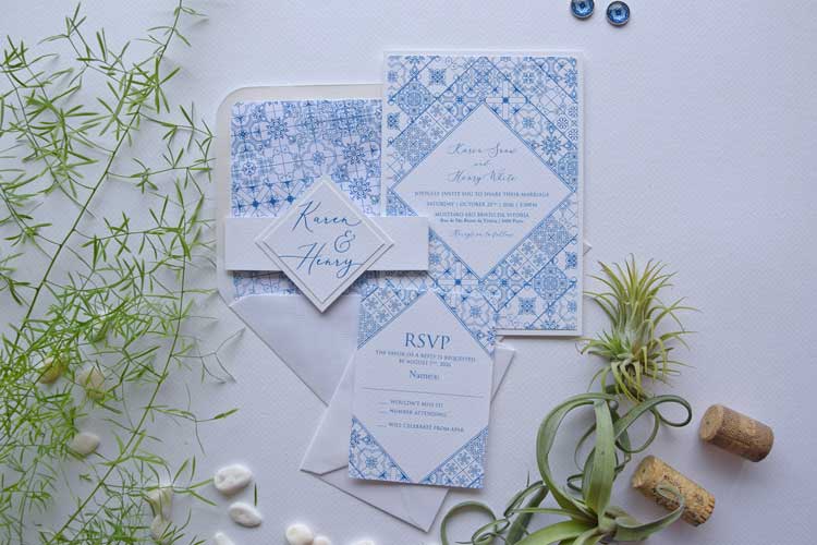 Portuguese Blue Tile Wedding Invitation