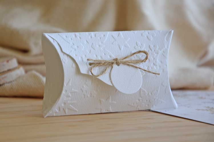 White Christmas Gift Pillow Boxes