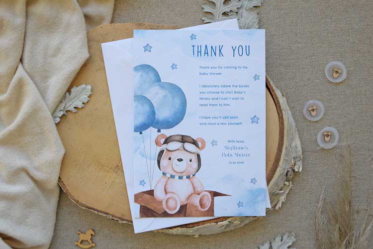 Baby Boy Shower Thank You Card
