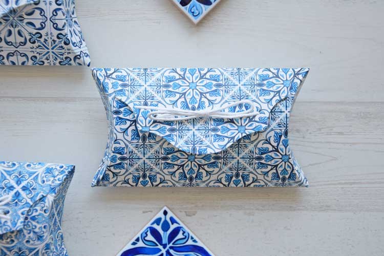 Portuguese Blue Tile Favor Pillow Boxes
