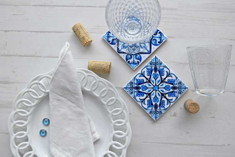 Set of 2 Portuguese Blue Tiles - Coasters - Sintra collection